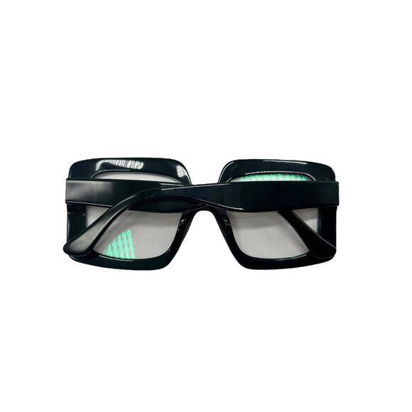 Womens Oversized Exaggerated Retro Square Black Frame Eye Glasses Full Rim - Picture 3 of 7